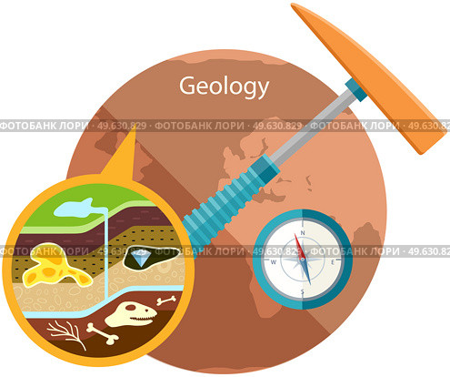 Composition of crust and its components under magnification. Geology as science about earth. Soil layers on planet. Components of world globe. Examination of contents and residues in ground. Composition of crust and its components under magnification. Geology as science about earth. Стоковая иллюстрация, агентство Ingram Publishing / Фотобанк Лори