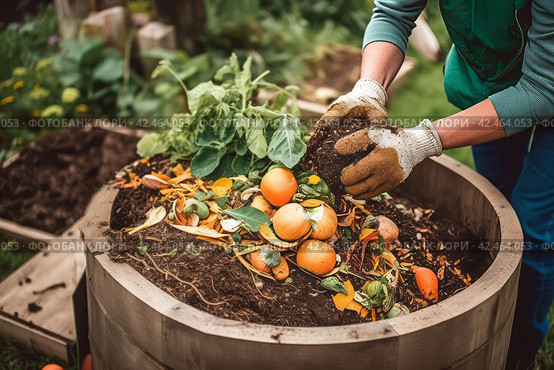 Composting food waste. Generate Ai. Стоковое AI-изображение, AI-художник Иван Рябоконь / Фотобанк Лори