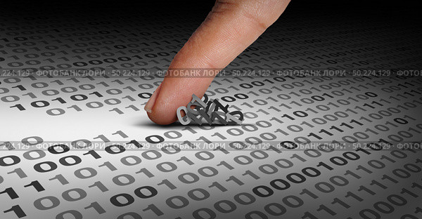 Concept of a hacker as a cyber criminal hacking software or a hack and malware technology crime symbol and computer virus destroying data and altering digital code as an internet security conept in a 3D illustration style. Стоковое фото, агентство Ingram Publishing / Фотобанк Лори