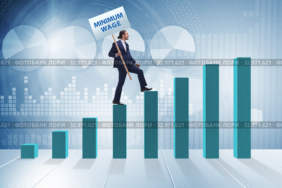 Concept of minimum wage with businessman. Стоковое фото, фотограф Elnur / Фотобанк Лори