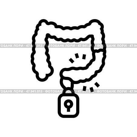 constipation treatment line icon vector illustration. Стоковая иллюстрация, иллюстратор Vectorwin / Фотобанк Лори