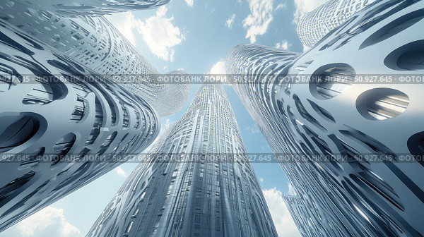 construction expanding skyscraper ai generated. Стоковое AI-изображение, AI-художник Vectorwin / Фотобанк Лори