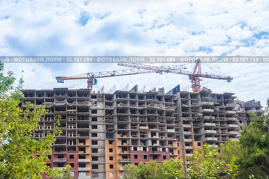 Construction of multystoried buildings. Стоковое фото, фотограф Юрий Бизгаймер / Фотобанк Лори