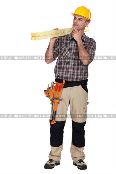 Construction worker wondering what to do. Стоковое фото, агентство Ingram Publishing / Фотобанк Лори