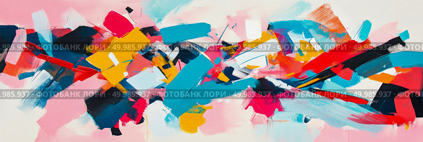 Contemporary Painting with Bold Strokes: An Abstract Expression of Colorful Brushwork on Canvas. Стоковое AI-изображение, AI-художник Данила Большаков / Фотобанк Лори