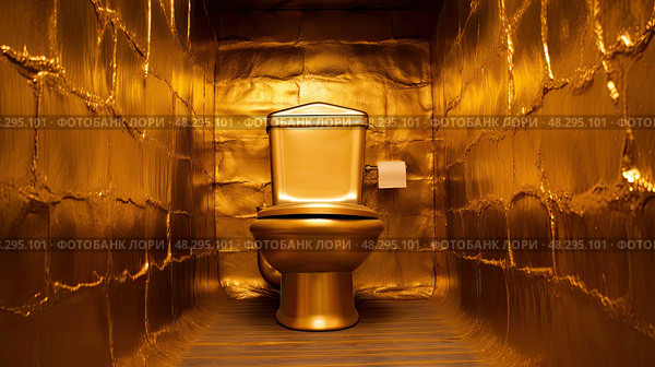 contrast golden toilet ai generated. Стоковое AI-изображение, AI-художник Vectorwin / Фотобанк Лори