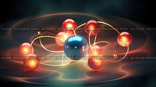 covalent atom illustration ai generated. Стоковое AI-изображение, AI-художник Vectorwin / Фотобанк Лори