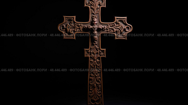 craftsmanship wooden cross on black ai generated. Стоковое AI-изображение, AI-художник Vectorwin / Фотобанк Лори