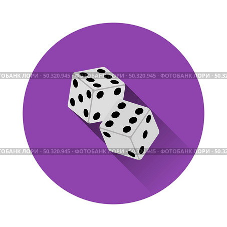 Craps Dice Icon. Flat Circle Stencil Design With Long Shadow. Vector Illustration. Стоковая иллюстрация, агентство Ingram Publishing / Фотобанк Лори