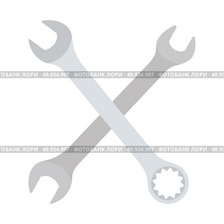 Crossed wrench  icon. Crossed wrench  icon. Flat color design. Vector illustration. Стоковое фото, агентство Ingram Publishing / Фотобанк Лори