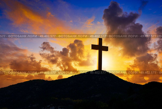Crucifixion cross symbol of Golgotha in Christian religion photo mount. Стоковое фото, агентство Ingram Publishing / Фотобанк Лори