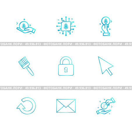 Crypoto currency , coimn , key , reset,  golem , message , envelope, brush , lock , pointer , share , icon, vector, design,  flat,  collection, style, creative,  icons. Стоковая иллюстрация, агентство Ingram Publishing / Фотобанк Лори