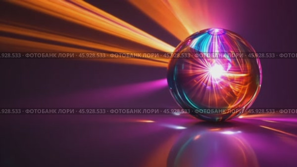 Crystal ball reflecting light beams, emitting energy pulses. Стоковое AI-видео, аниматор Юрий Поздников / Фотобанк Лори
