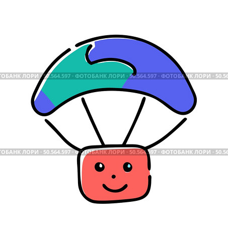 Cute and playful illustration of a smiling parachute. perfect for kids apps. websites. or educational materials about skydiving or adventure. Стоковая иллюстрация, агентство Ingram Publishing / Фотобанк Лори