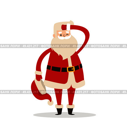 Cute Santa Claus light icon isolated on white background. Vector illustration with fairy tale Christmas character with red fluffy hat with bubo. Cute Santa Claus Light Icon Vector Illustration. Стоковая иллюстрация, агентство Ingram Publishing / Фотобанк Лори