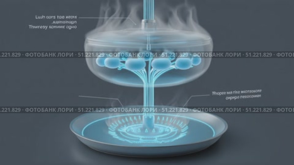 Cutting edge kitchen appliance revealing glowing internal mechanisms, steam rising through transparent dome against pristine white setting. Стоковое AI-видео, аниматор Юрий Поздников / Фотобанк Лори