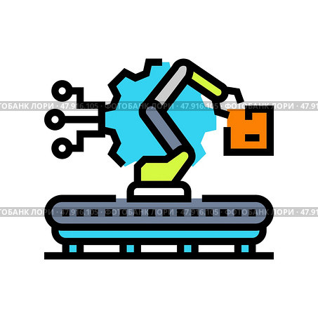 cyber physical systems industry 5 color icon vector illustration. Стоковая иллюстрация, иллюстратор Vectorwin / Фотобанк Лори