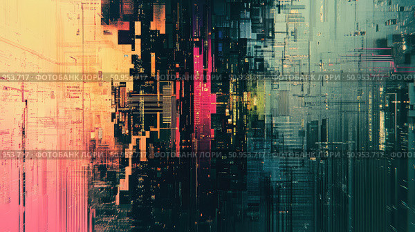 cybersecurity glitch-transitioning microchip ai generated. Стоковое AI-изображение, AI-художник Vectorwin / Фотобанк Лори