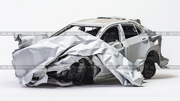 damage car crash white background ai generated. Стоковое AI-изображение, AI-художник Vectorwin / Фотобанк Лори