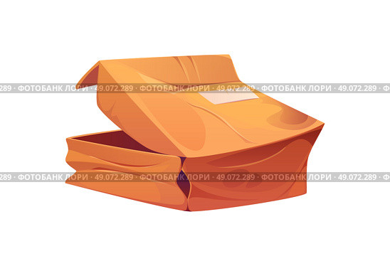 Damaged and crumpled delivery cartoon paper box. Стоковая иллюстрация, иллюстратор VectorTradition / Фотобанк Лори