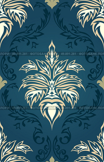 Damask seamless pattern from floral and swirl elements. Vector illustration. Стоковая иллюстрация, агентство Ingram Publishing / Фотобанк Лори