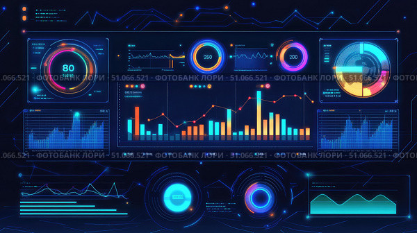 data emitting kpi dashboard ai generated. Стоковое AI-изображение, AI-художник Vectorwin / Фотобанк Лори