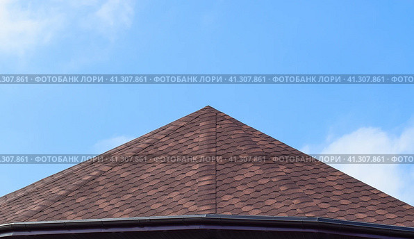 Decorative metal tile on a roof. Types of a roof of roofs. Стоковое фото, фотограф Леонид Еремейчук / Фотобанк Лори