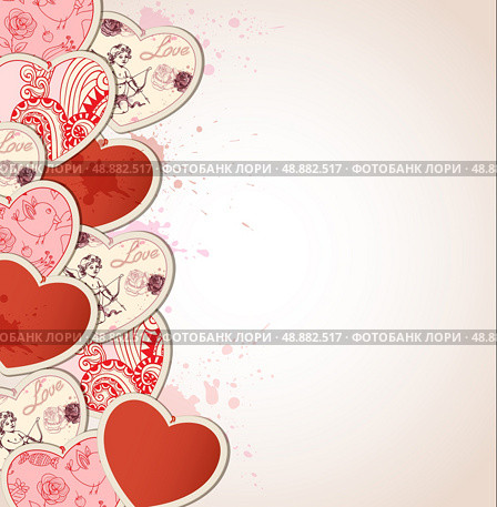 Decorative vector background with hearts for Valentine&rsquo;s day. Стоковая иллюстрация, агентство Ingram Publishing / Фотобанк Лори