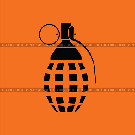 Defensive grenade icon. Orange background with black. Vector illustration. Стоковая иллюстрация, агентство Ingram Publishing / Фотобанк Лори