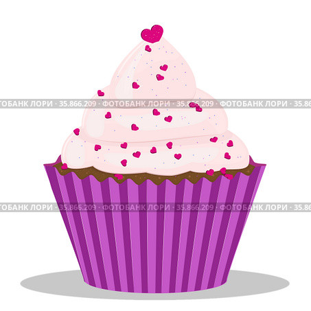 Delicious cake with cream and heart powder. Стоковая иллюстрация, иллюстратор Татьяна  Коненкова / Фотобанк Лори