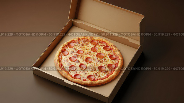 delivery brown pizza box ai generated. Стоковое AI-изображение, AI-художник Vectorwin / Фотобанк Лори