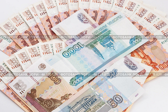 Денежный фон из купюр / Money background from banknotes. Стоковое фото, фотограф Петроченко Мария Петровна / Фотобанк Лори