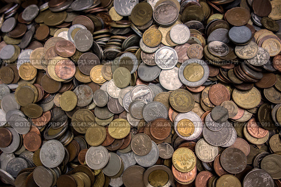 Денежный фон из монет разных стран, коллекция /World Coins Background. Стоковое фото, фотограф Iva Noel / Фотобанк Лори