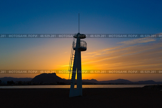 Denia Las Marinas sunset beach in Punta Molins at Alicante Mediterranean Spain. Стоковое фото, агентство Ingram Publishing / Фотобанк Лори