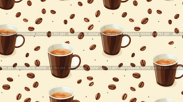 design coffee cup pattern ai generated. Стоковое AI-изображение, AI-художник Vectorwin / Фотобанк Лори