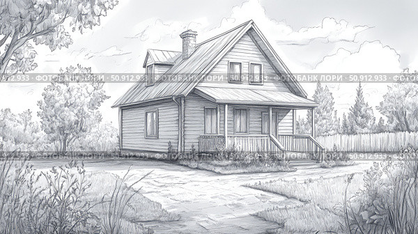 design handdrawn house ai generated. Стоковое AI-изображение, AI-художник Vectorwin / Фотобанк Лори