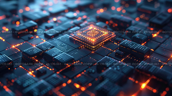 Detailed close-up shot of a computer keyboard showing keys, letters, and numbers. Стоковое AI-изображение, AI-художник Данила Большаков / Фотобанк Лори
