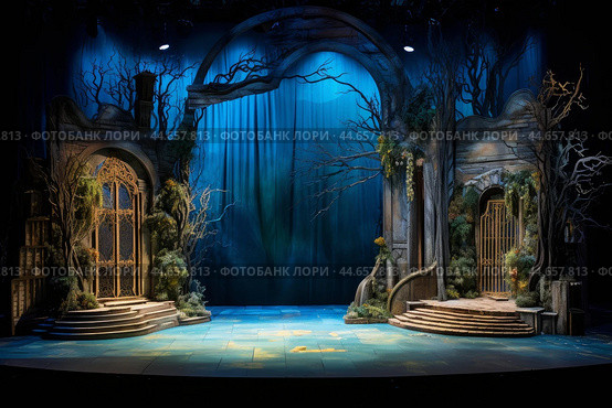 Detailed Theatrical stage backdrop. Generate ai. Стоковое AI-изображение, AI-художник Иван Рябоконь / Фотобанк Лори