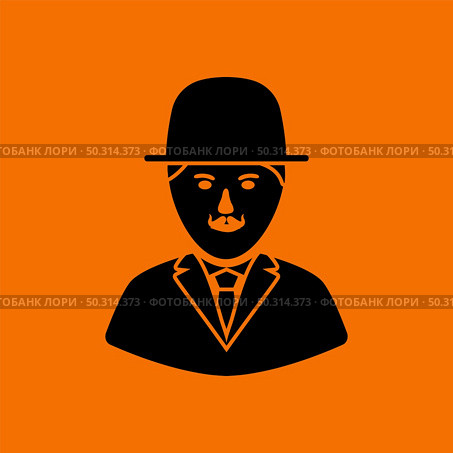 Detective Icon. Black on Orange Background. Vector Illustration. Стоковая иллюстрация, агентство Ingram Publishing / Фотобанк Лори