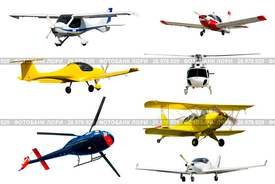 Different airplanes isolated on white. Стоковое фото, фотограф Яков Филимонов / Фотобанк Лори
