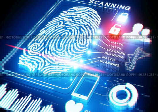 Digital Fingerprint Scanning background. Стоковое фото, агентство Ingram Publishing / Фотобанк Лори