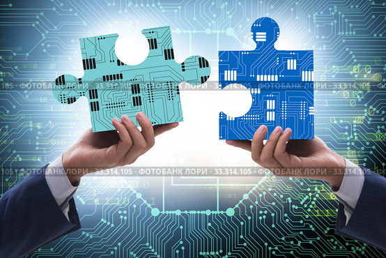 Digital transformation concept with jigsaw puzzle. Стоковое фото, фотограф Elnur / Фотобанк Лори