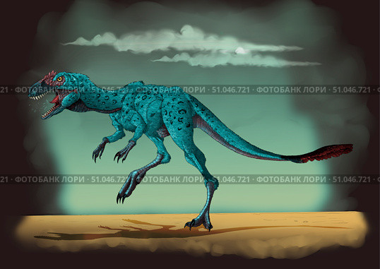 Dilong paradoxus, a genus of small tyrannosauroid dinosaur. Стоковое фото, фотограф Stocktrek Images, Inc. / ТАСС / Фотобанк Лори
