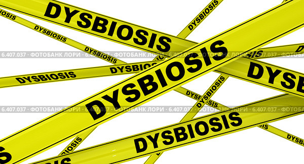 Дисбактериоз (dysbiosis). Желтая оградительная лента. Стоковая иллюстрация, иллюстратор WalDeMarus / Фотобанк Лори
