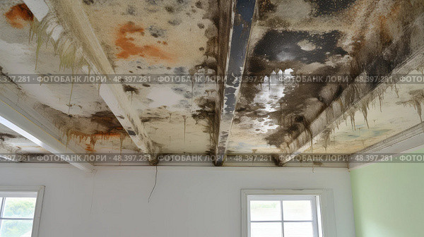 discoloration house roof damage ai generated. Стоковое AI-изображение, AI-художник Vectorwin / Фотобанк Лори