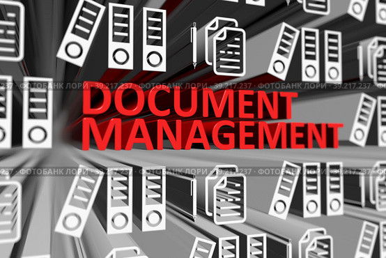 DOCUMENT MANAGEMENT concept blurred background 3d render illustration. Стоковая иллюстрация, иллюстратор Максим Иванов / Фотобанк Лори