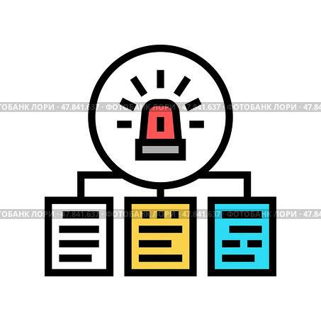documentation with incidents color icon vector illustration. Стоковая иллюстрация, иллюстратор Vectorwin / Фотобанк Лори