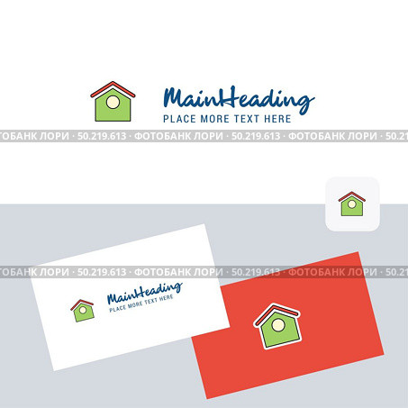 Dog house  vector logotype with business card template. Elegant corporate identity. - Vector. Стоковая иллюстрация, агентство Ingram Publishing / Фотобанк Лори