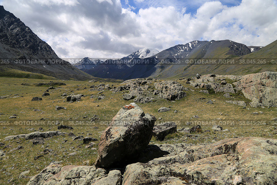 Долина реки Елангаш, Южно-Чуйский хребет, Республика Алтай. Стоковое фото, фотограф Римма Тельнова / Фотобанк Лори