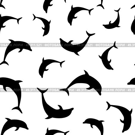 dolphin seamless pattern background vector illustration. Стоковая иллюстрация, агентство Ingram Publishing / Фотобанк Лори